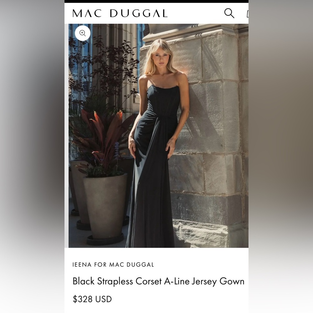 Mac Duggal Black Strapless A-Line Gown - size 10